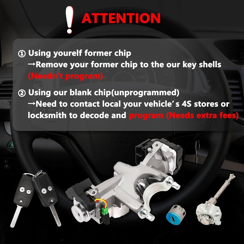 RAMATA Ignition Switch Lock Cylinder with Key (with Blank Chip) Compatible with 2012 2013 2014 Honda CRV (Ignition Chip: 46,Frequency: 433mHz) - Image 5